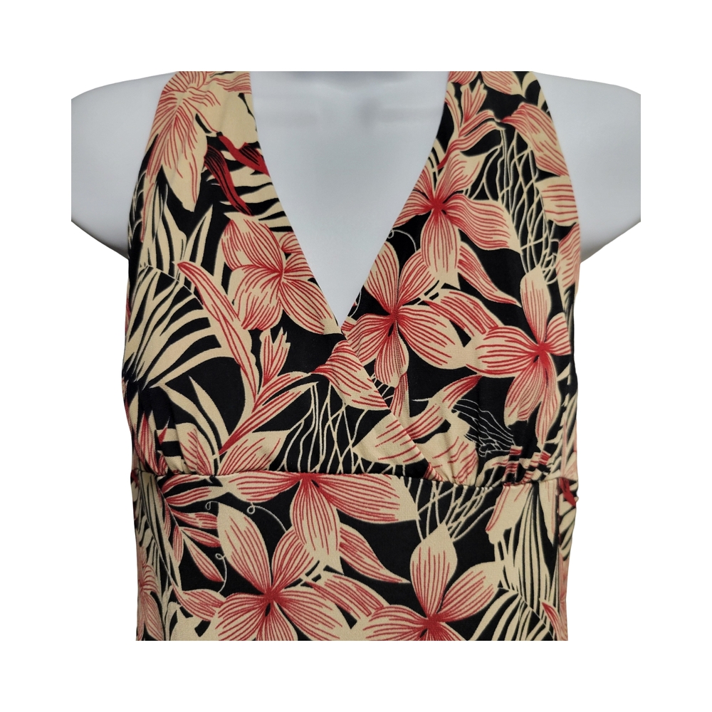 Floral Halter Maxi Dress - Pink and Black - Picture 2 of 7
